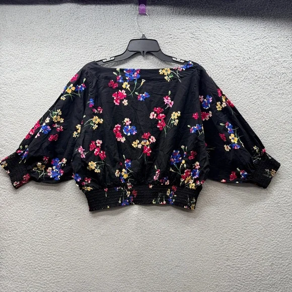 Anthropologie Maeve Adelaide Top Blouse Black Floral Crop Dolman Sleeve Women SP - Picture 9 of 16